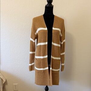 Staccato Brown and White Open-Front Cardigan